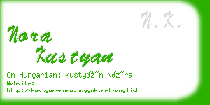 nora kustyan business card